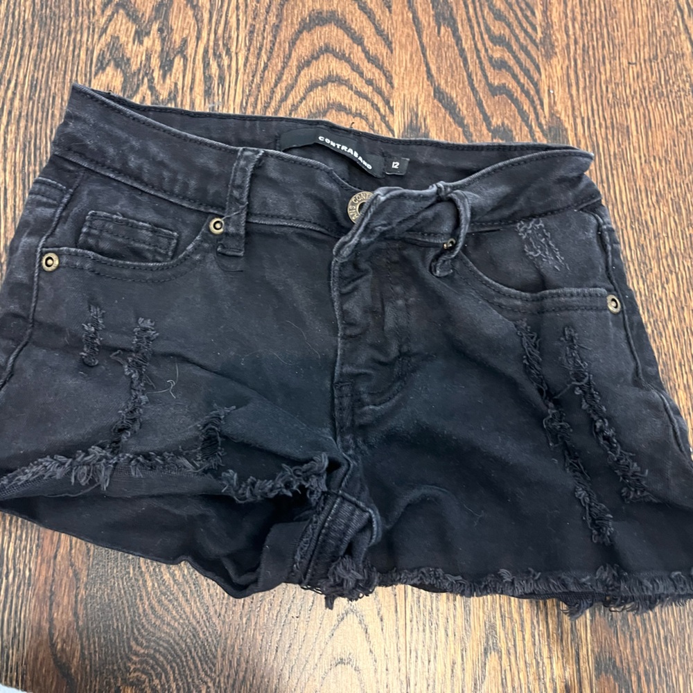Girls Black Denim Shorts